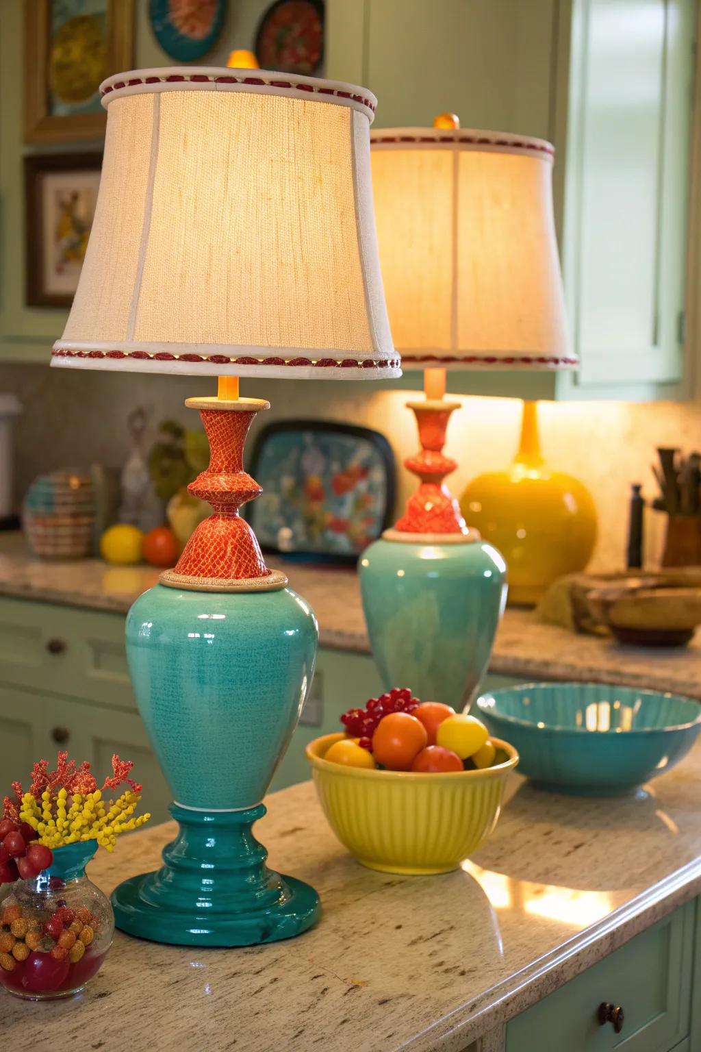 Achieve harmony with a symmetrical lamp pair on your counter.