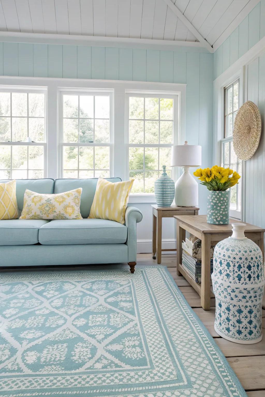 Keep things lively with a mix of patterns and textures.