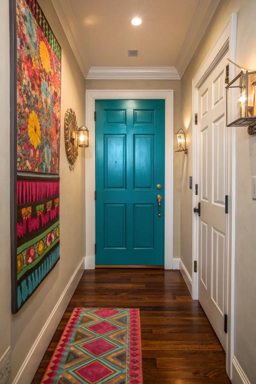 Infuse your entryway with energy and character through a pop of color that makes a lasting impression. 🎨 #ColorSplash #HomeStyle