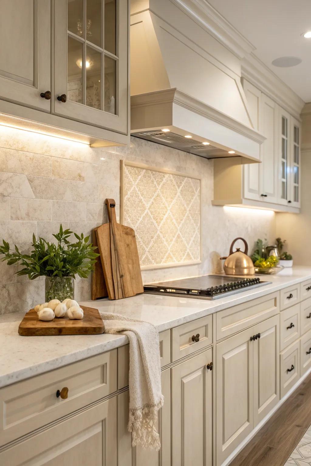 Quartz offers seamless continuity from counter to wall, enhancing modern kitchens with sleek style.