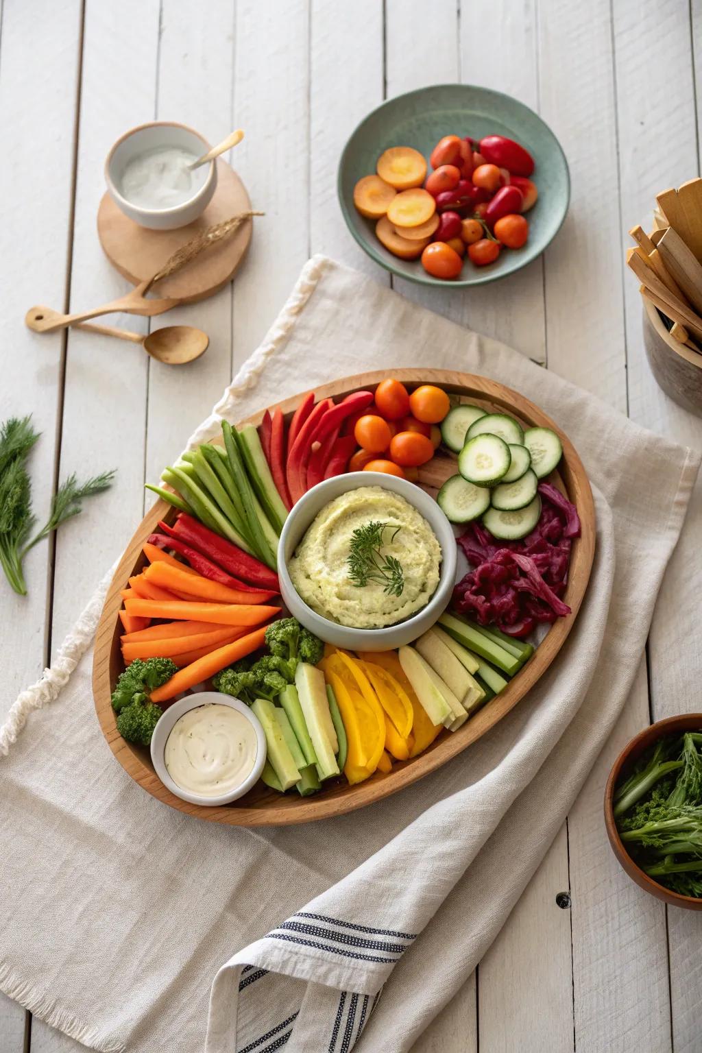 Brighten your table with a dazzling veggie platter that's both healthy and beautiful.