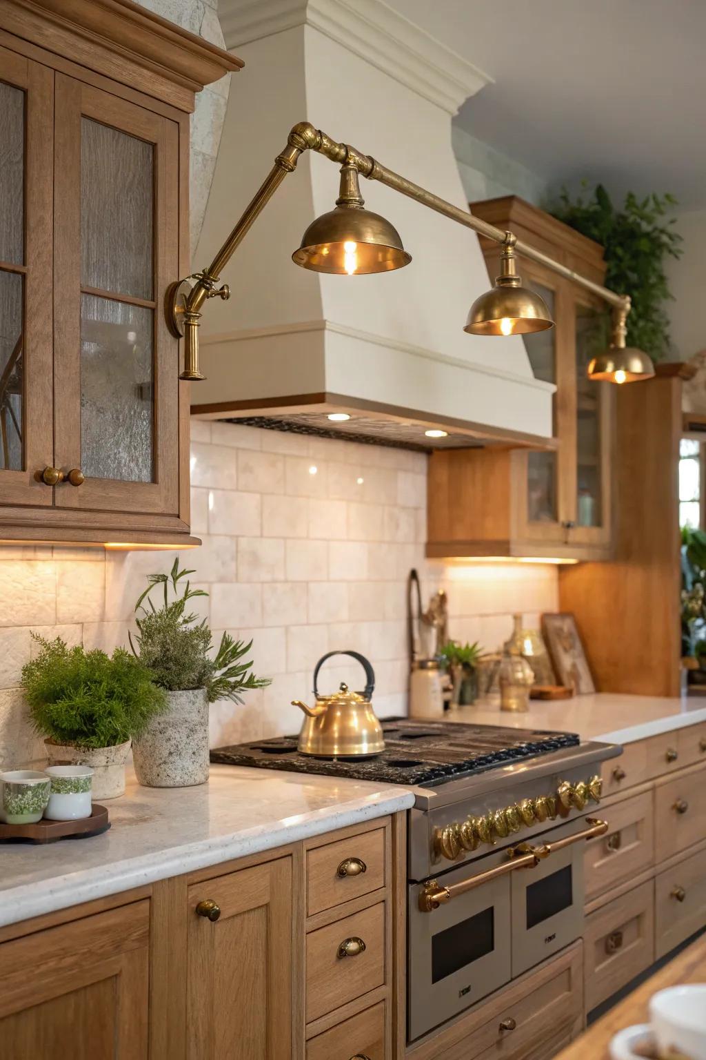 Enjoy flexible lighting options with adjustable arm lights that adapt to your cooking needs.