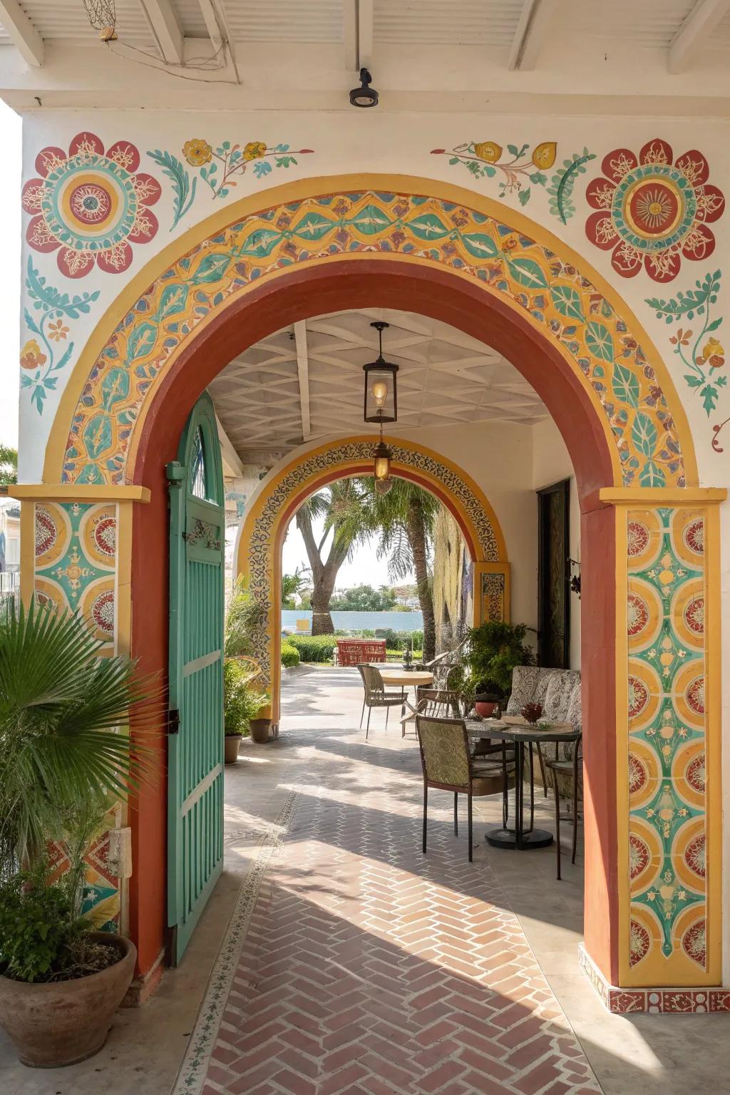 Infuse your space with vintage charm using retro-inspired painted arches.