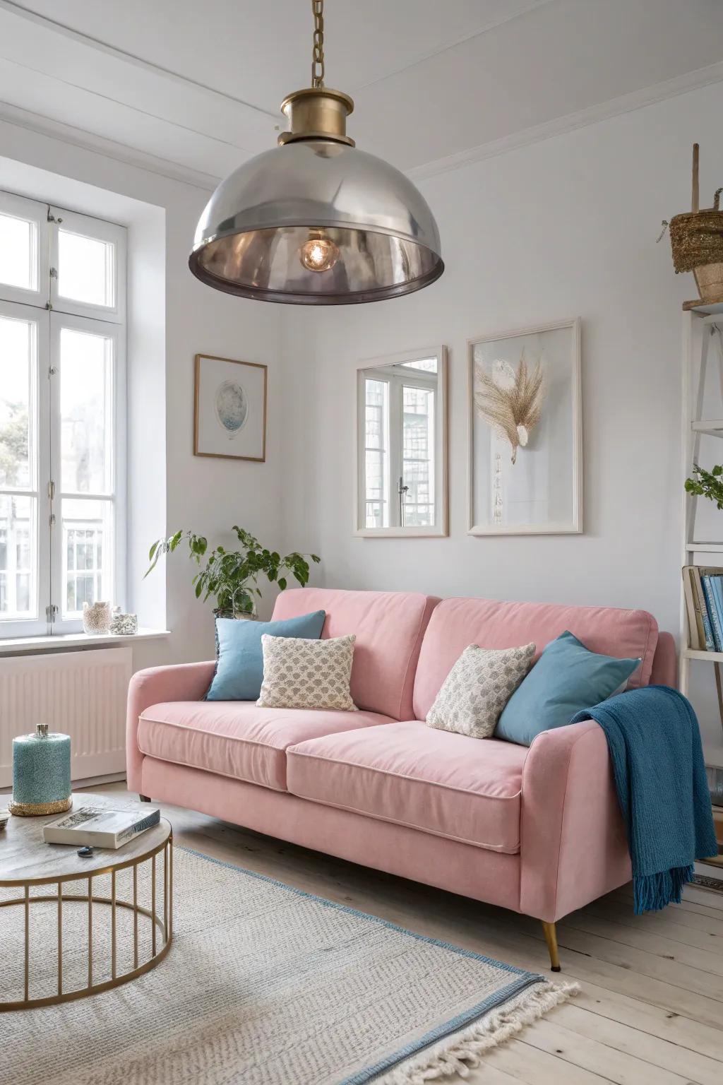 Metallic finishes add a sleek and modern touch to your living room.