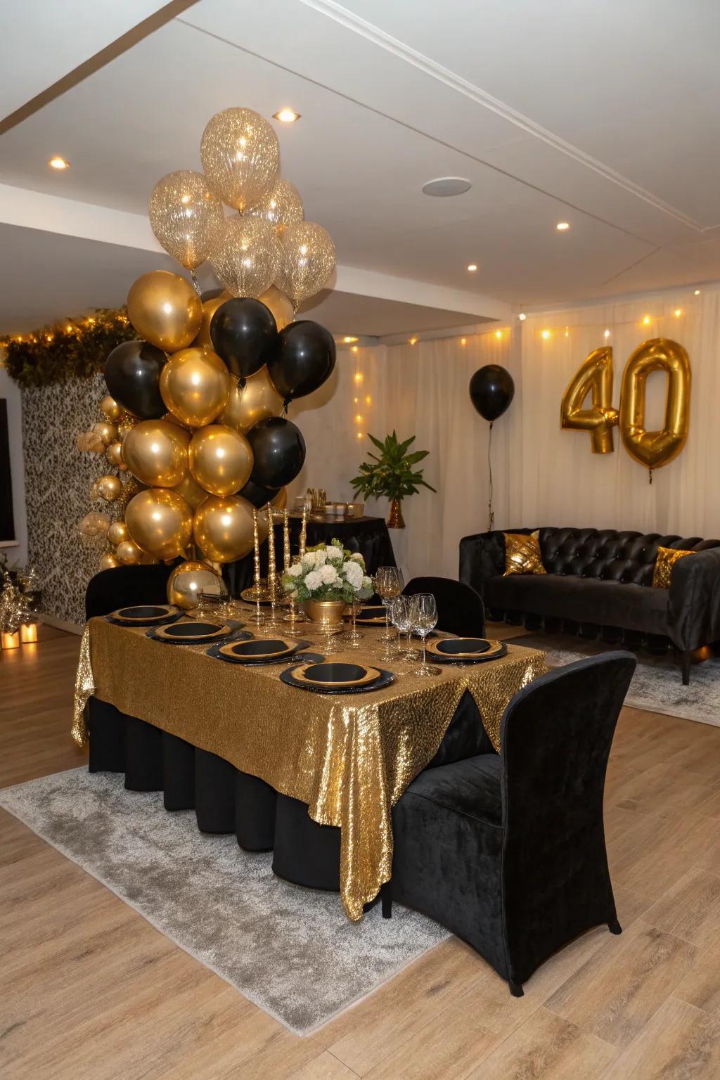 Add a sparkle of sophistication with a black and gold themed party that exudes elegance and class.