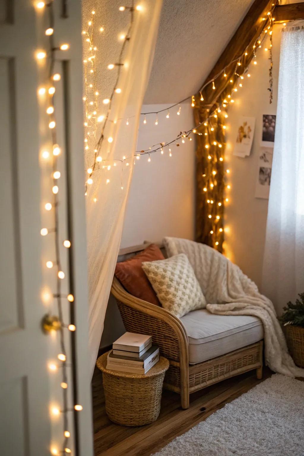 Add a sprinkle of magic to your home with charming string lights! ✨ #WhimsicalDecor #HomeInspo