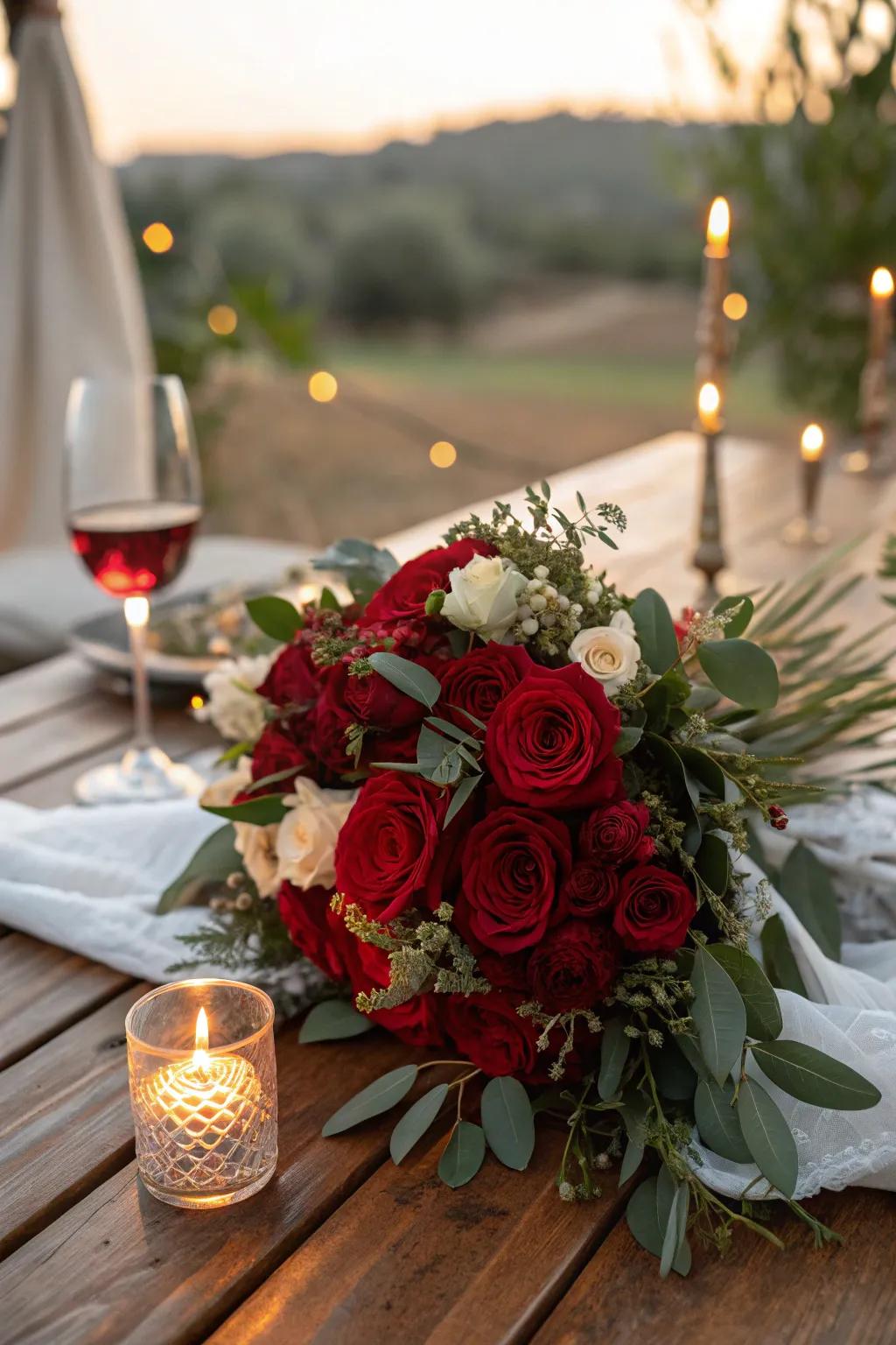 Classic red roses set the perfect romantic tone for your anniversary celebration.