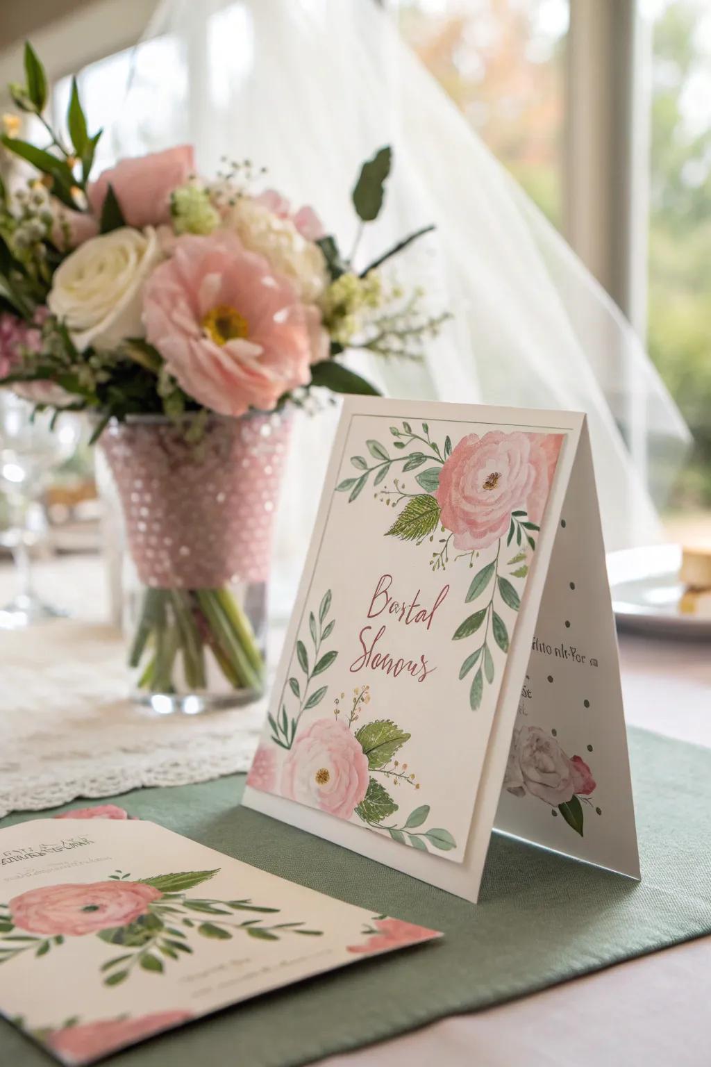 Floral designs bring a fresh and feminine vibe to any bridal shower card.