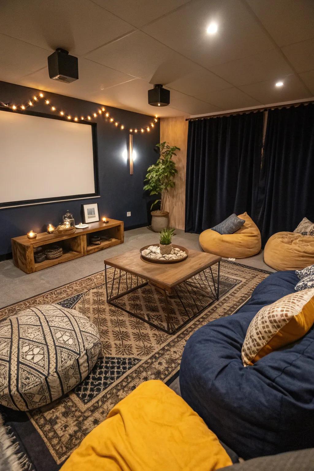 Swap expensive seating for trendy bean bags and floor cushions for a laid-back vibe.