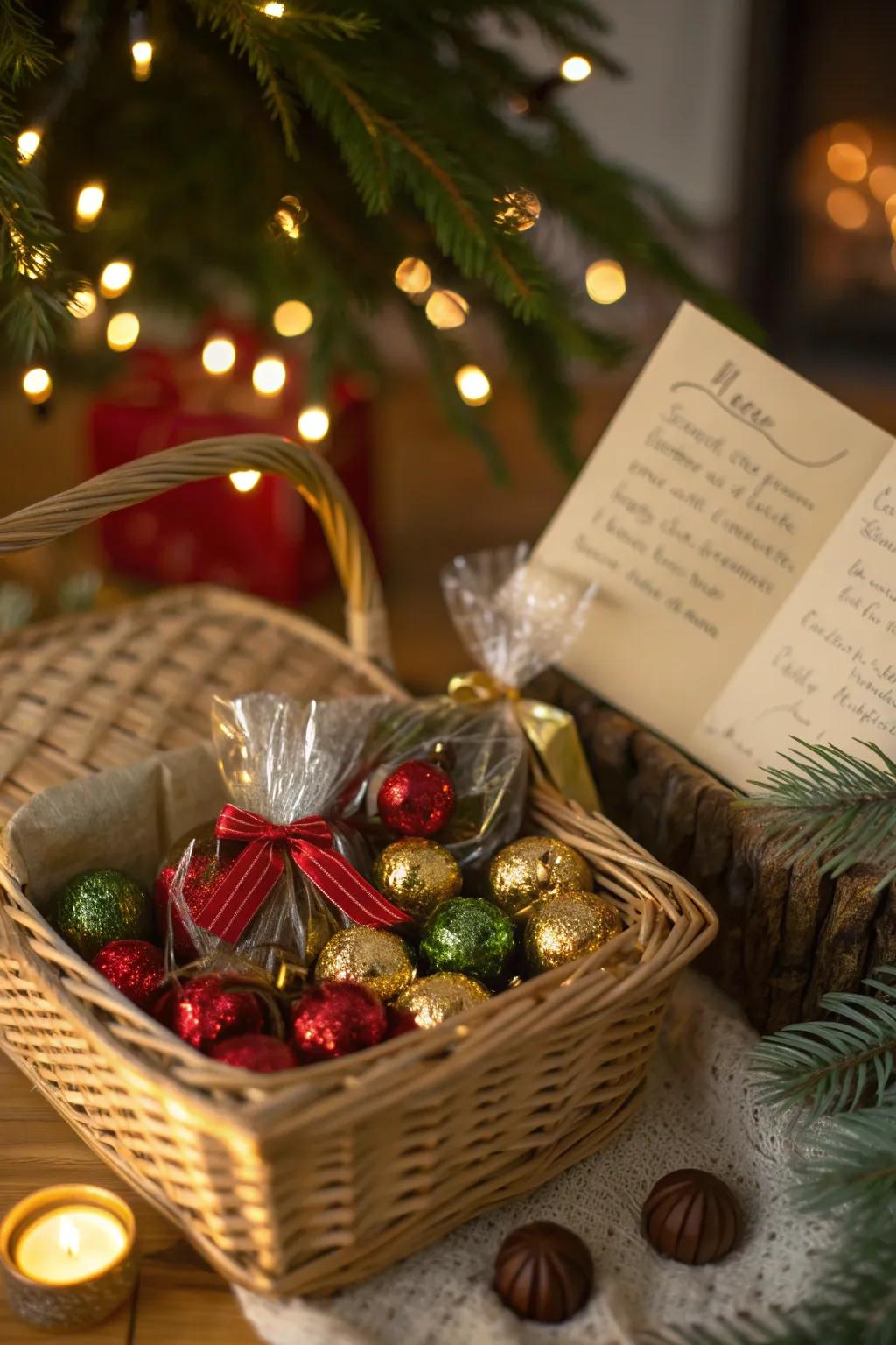 Indulge in a sweet escape with a basket brimming with luxurious chocolates, perfect for any chocoholic's holiday wishlist.