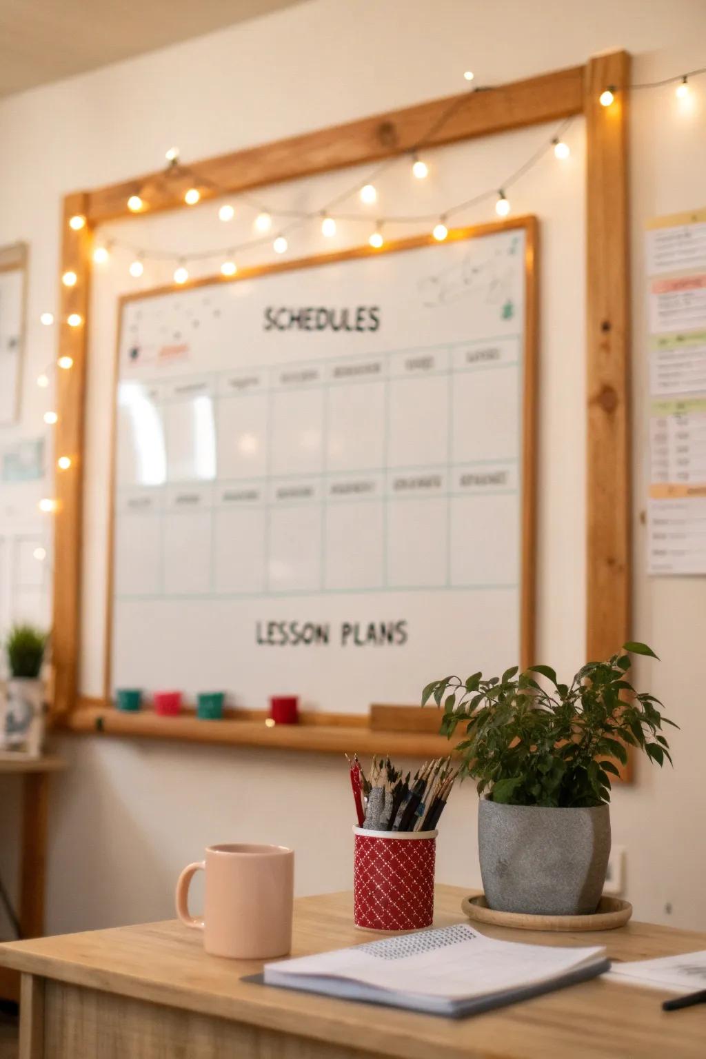A well-structured whiteboard keeps the classroom running smoothly and efficiently.
