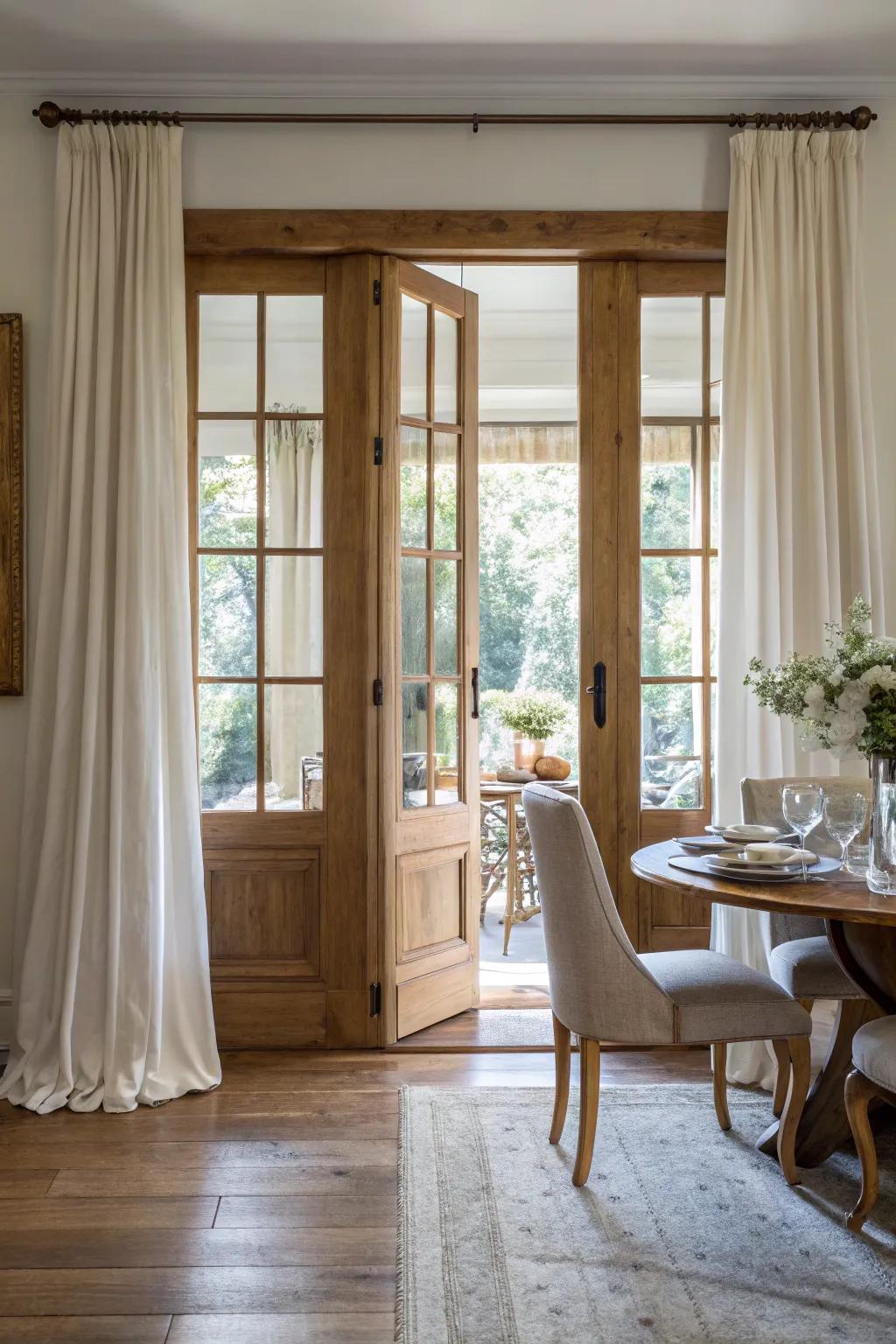 Bring timeless elegance into your dining space with beautiful French doors.