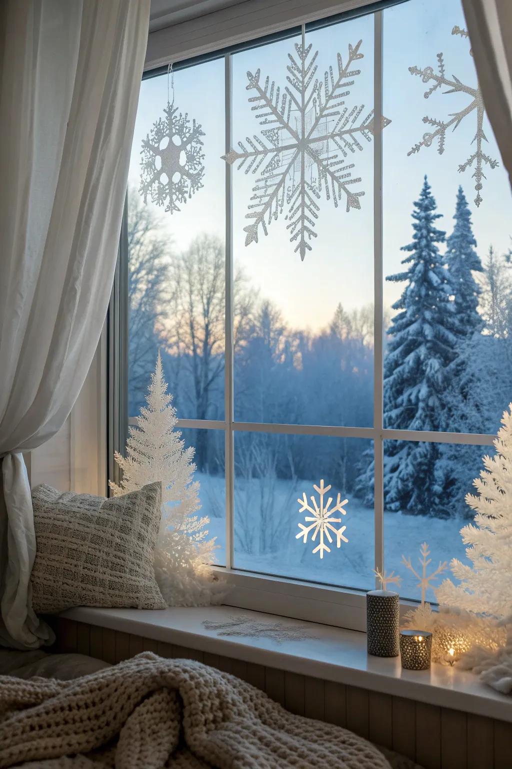 Bring the magic of a winter wonderland into your home with delicate snowflake patterns. #WinterMagic #HolidayDecor