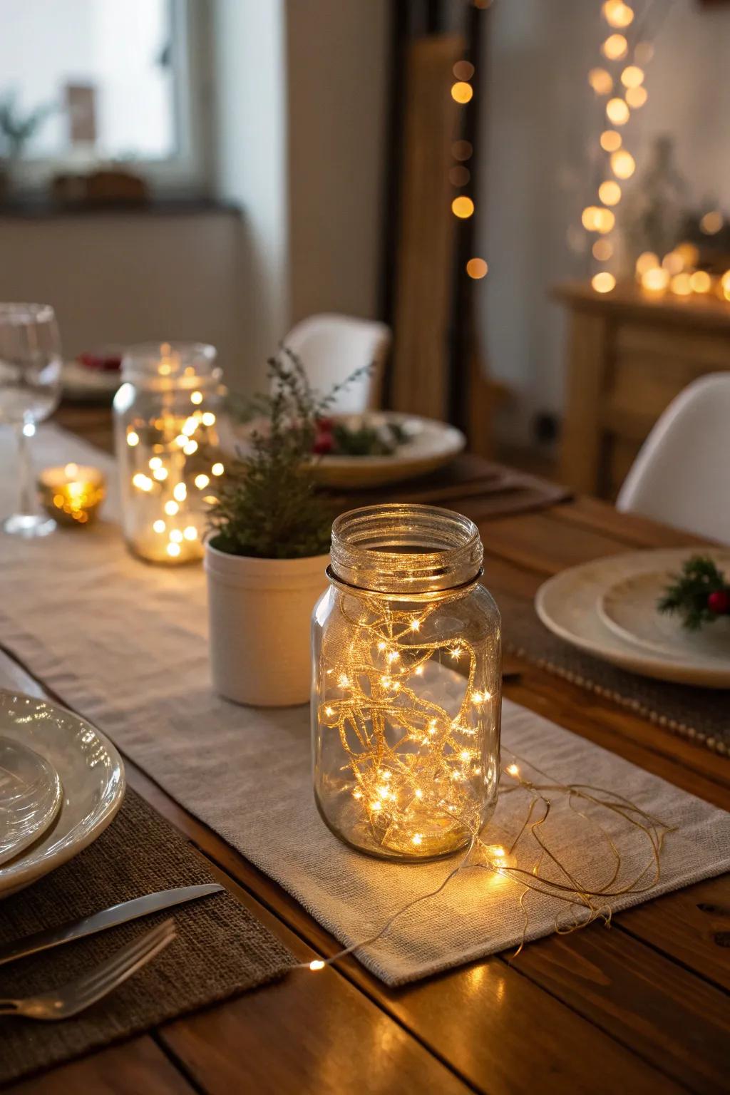 Simple yet stunning, these mason jars bring a cozy glow to any table setting.