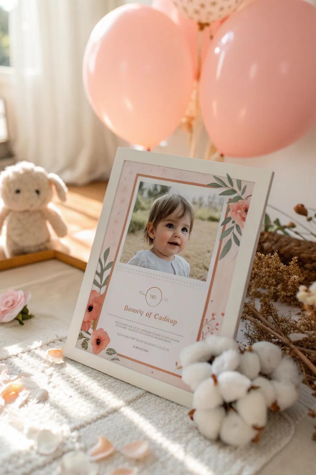 Cherish the moment with personalized photo invitations that capture your baby's smile.