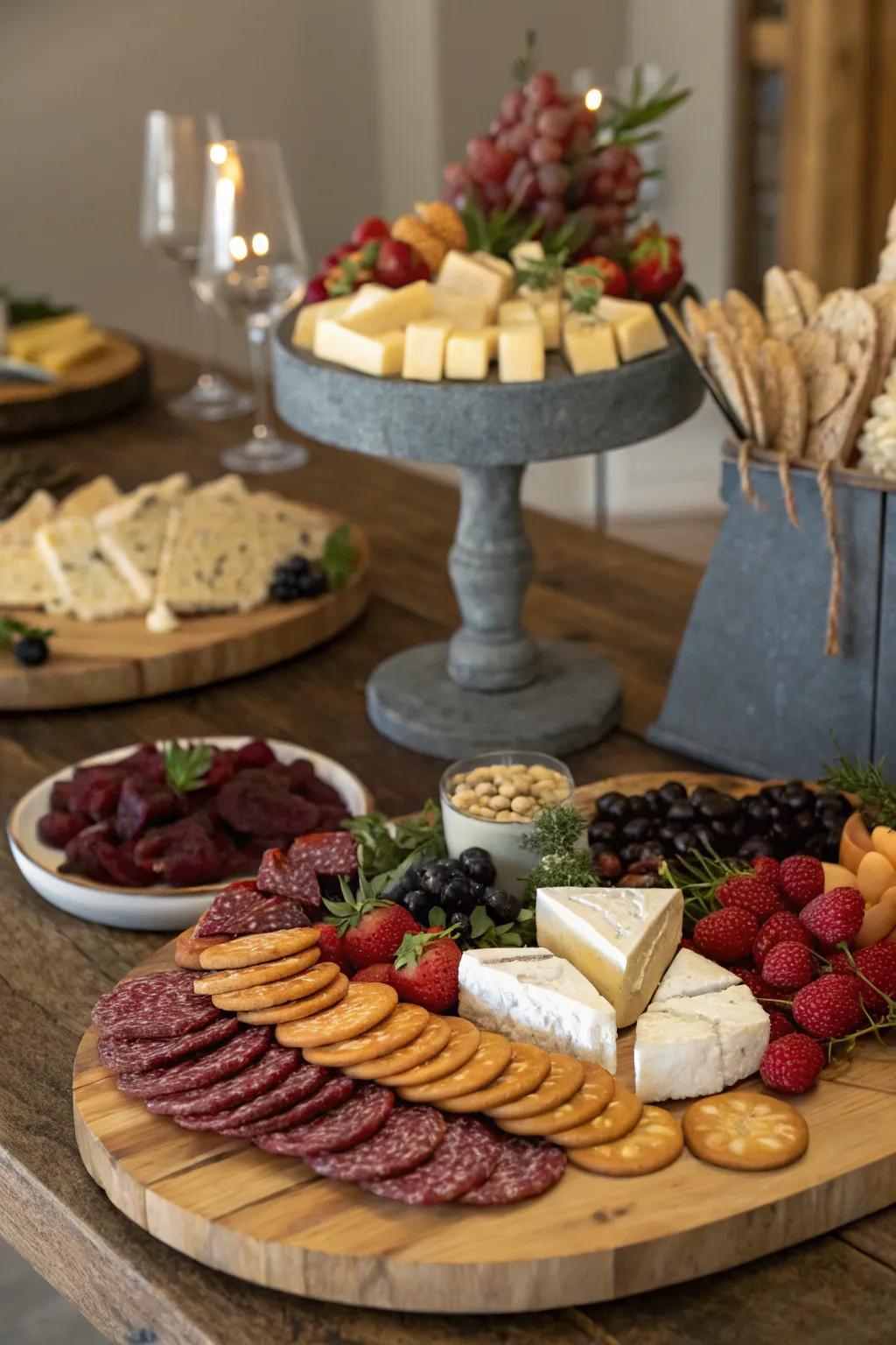 Create an inviting grazing table that serves as both a centerpiece and a delicious treat for guests.