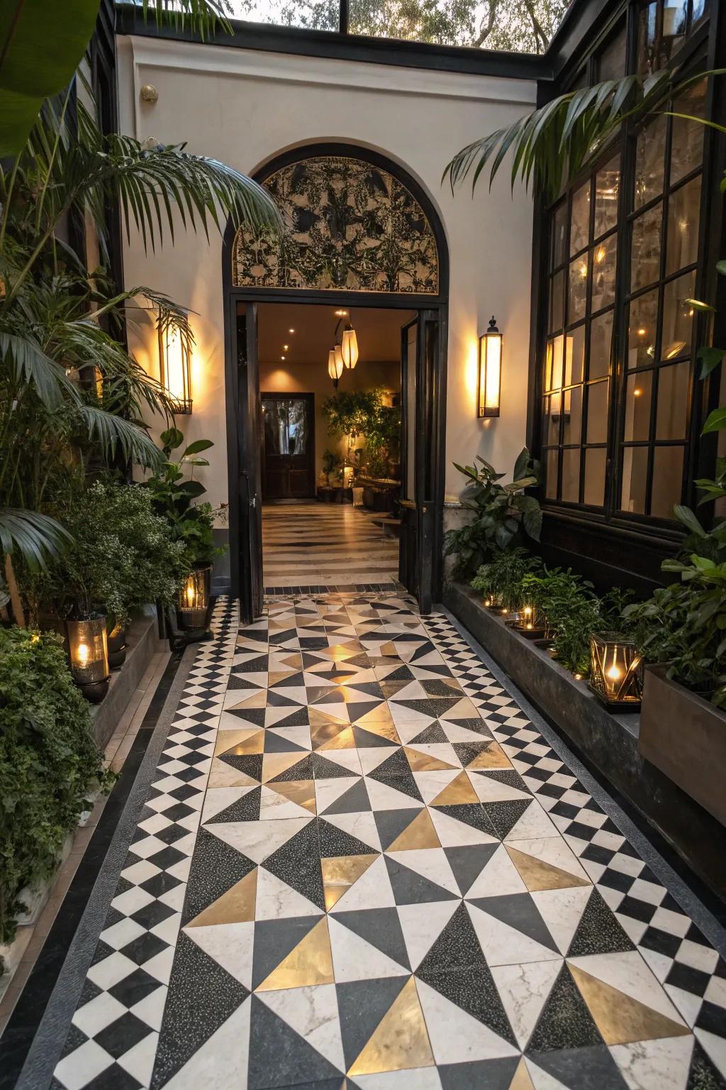 Geometric tiles bring a modern twist to your entryway, offering a striking first impression.