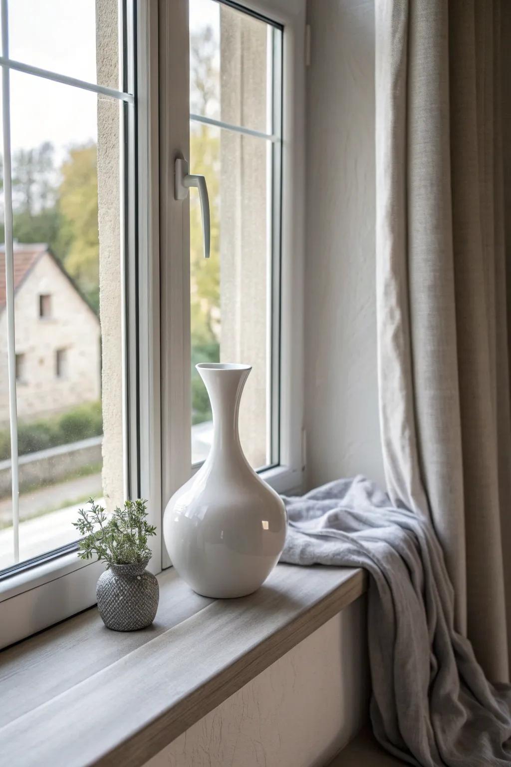 Less is more with a minimalist window sill that adds elegance to any room.