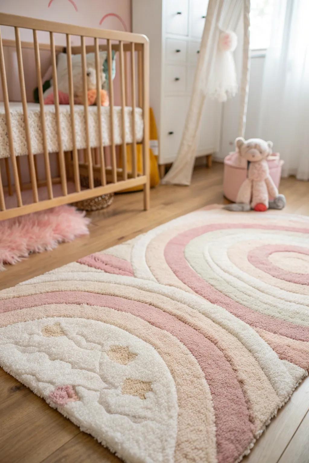 Soft pastels bring a calming vibe to any nursery, perfect for your little girl's peaceful retreat.