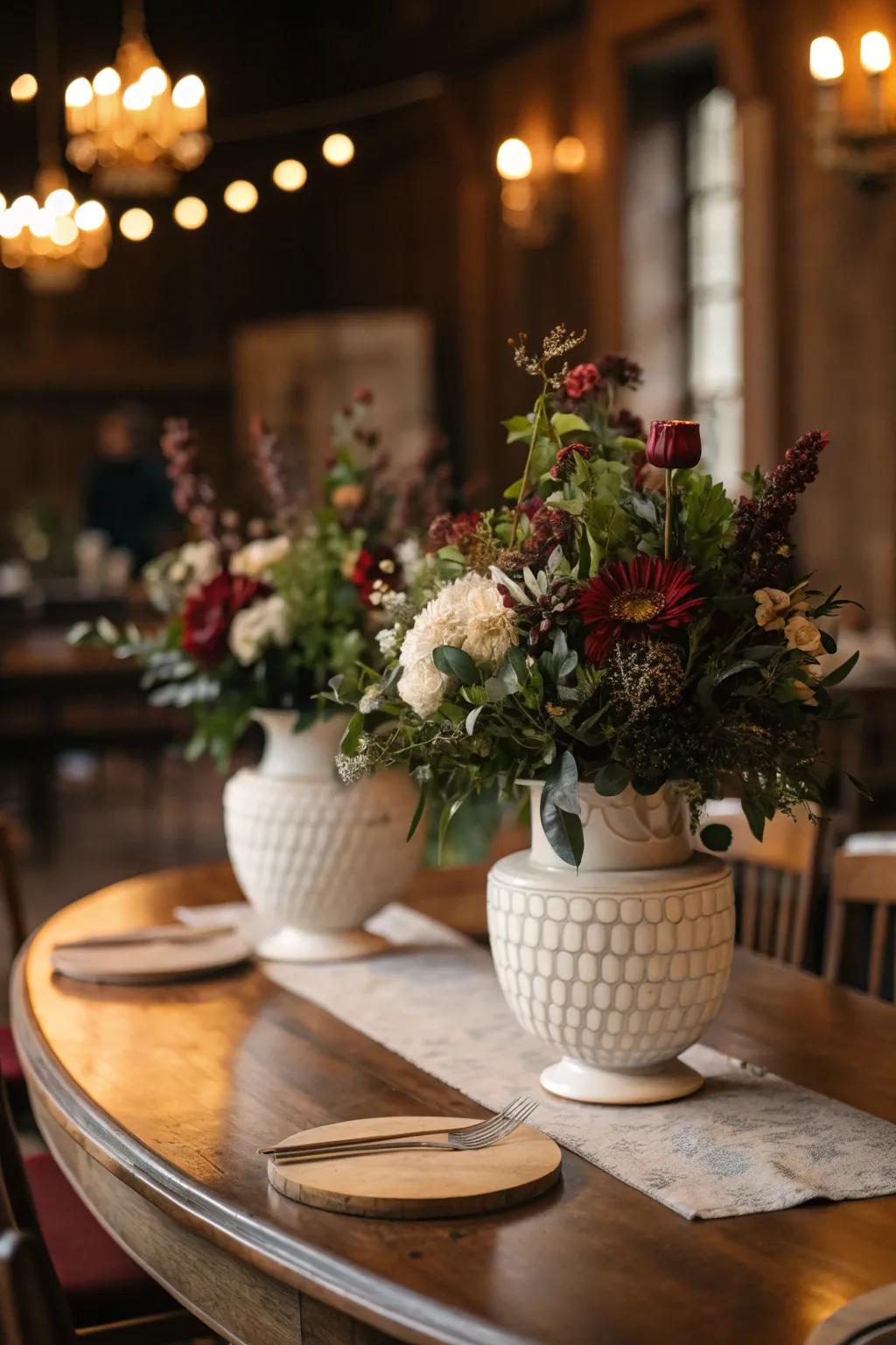 Create harmony with twin centerpieces for a balanced and inviting table setting.