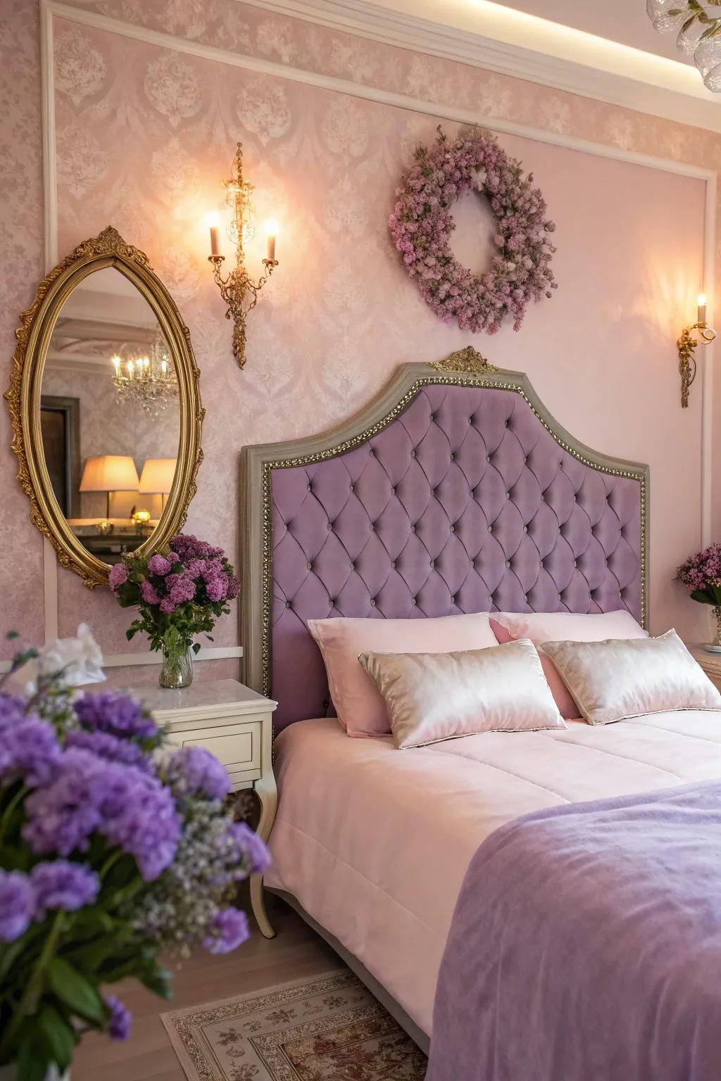 Create a haven of romance with rosy lilac tones that offer comfort and elegance.