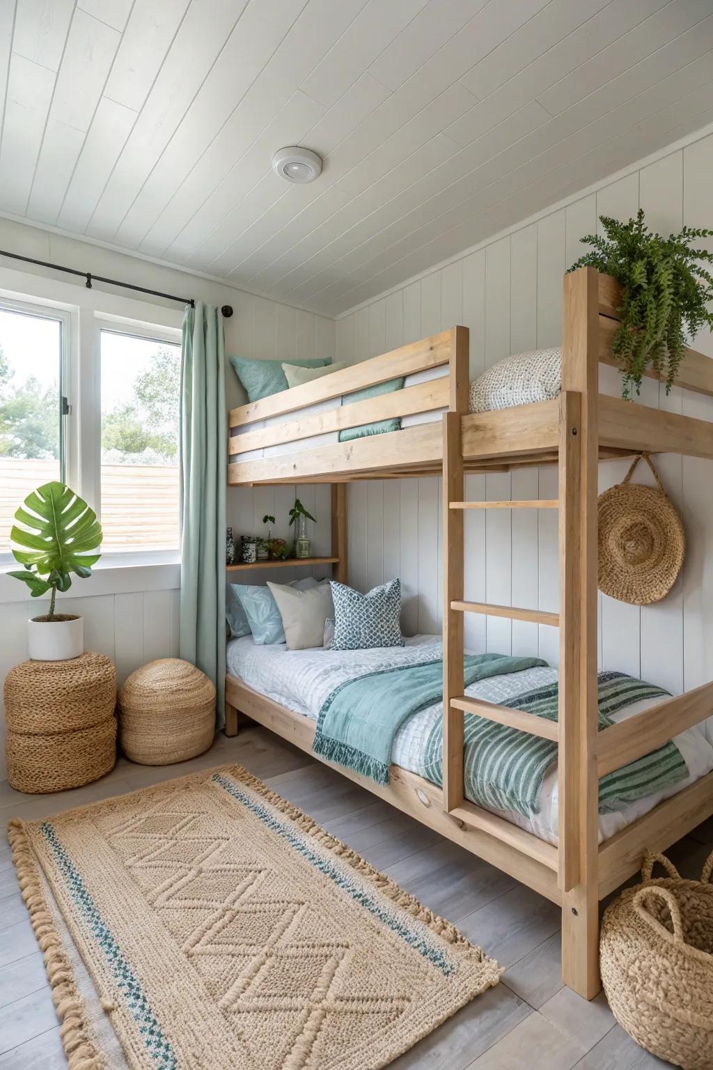 Bunk beds offer a fun and functional solution for small shared rooms.