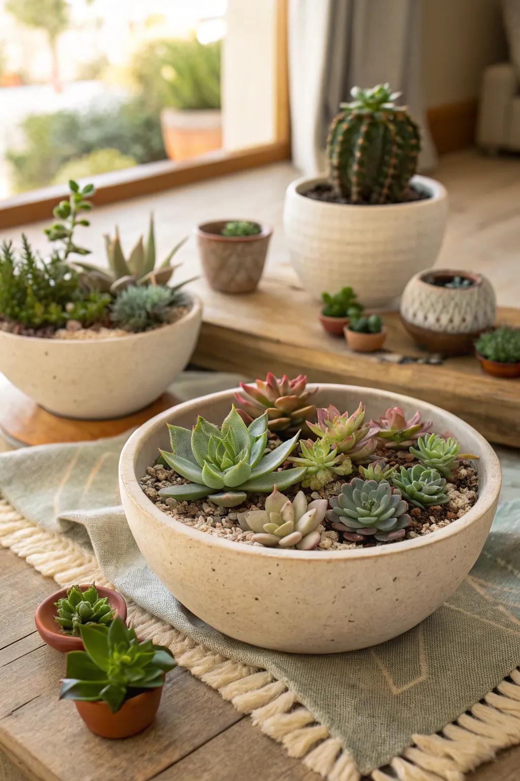 Elevate your dining experience with a stunning succulent centerpiece that effortlessly combines style and nature.