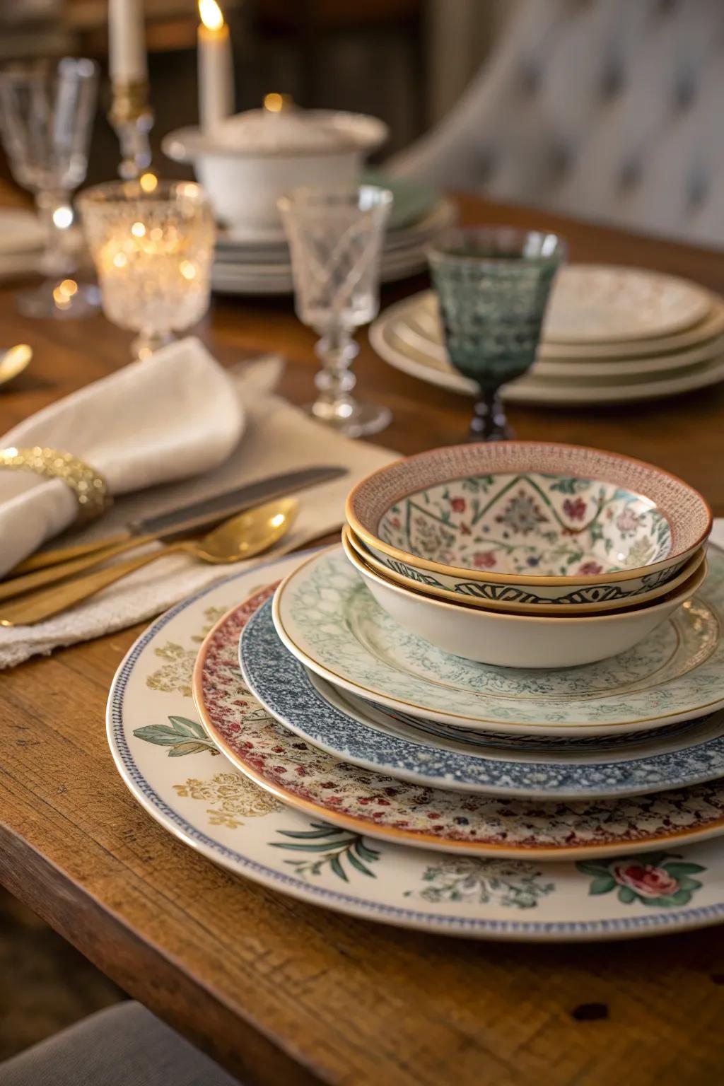 Bring storytelling to your table with a mix of antique plates, each with its own unique tale.
