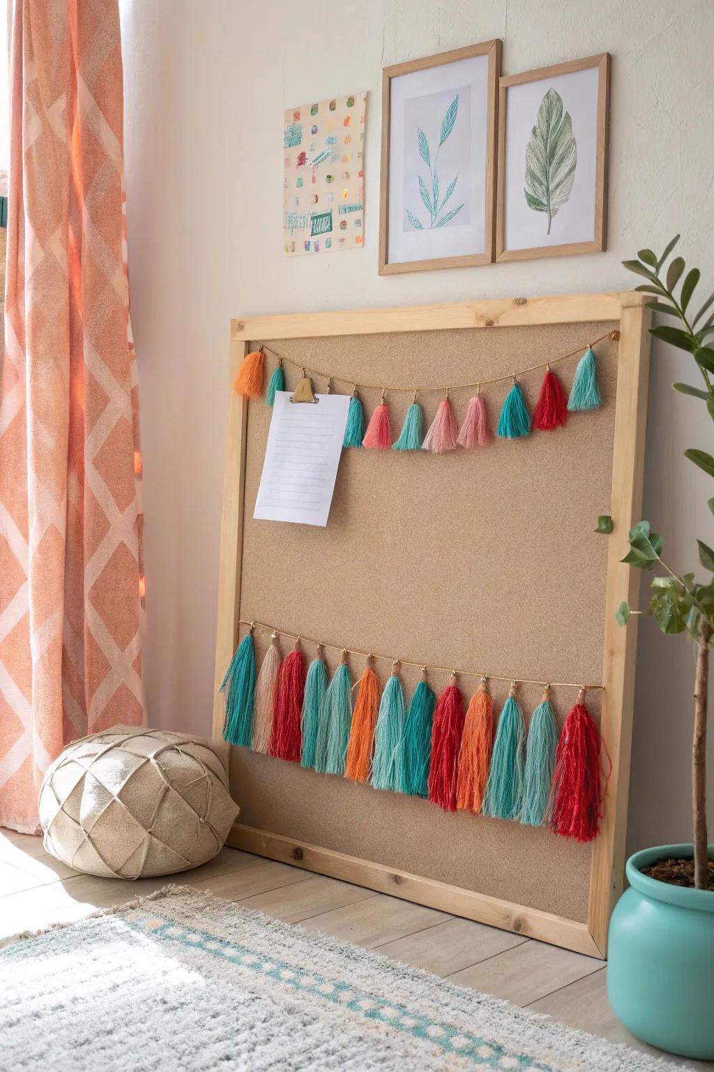 Celebrate creativity with a dynamic fabric fringe border.