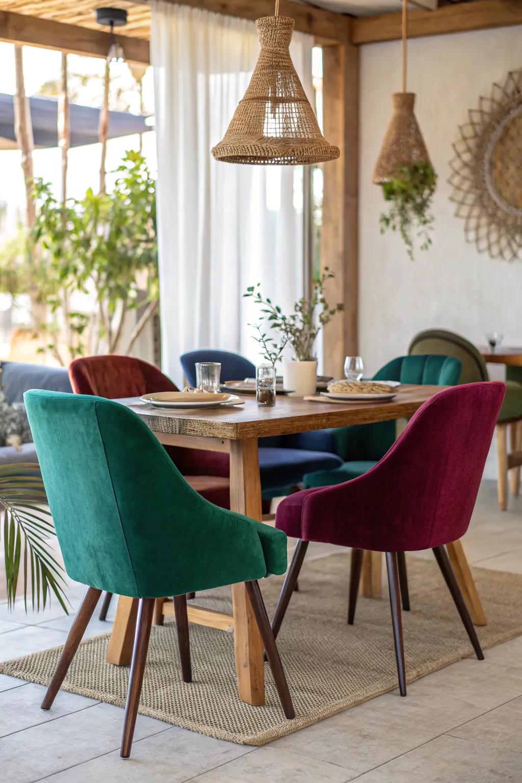 Capture the essence of bohemian chic with vibrant and eclectic upholstery designs.