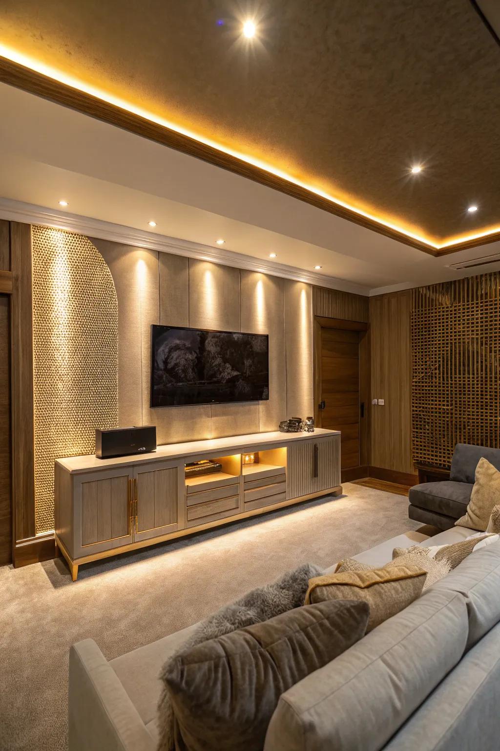 Under-console lighting adds a sophisticated and modern touch.