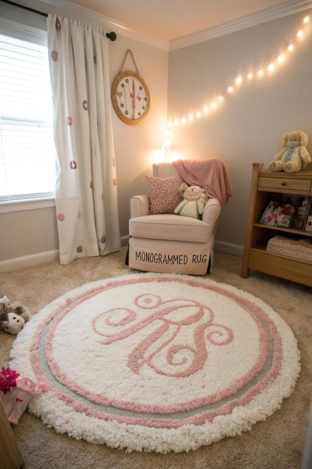 Make it extra special with a monogrammed rug that adds personal charm to your nursery.