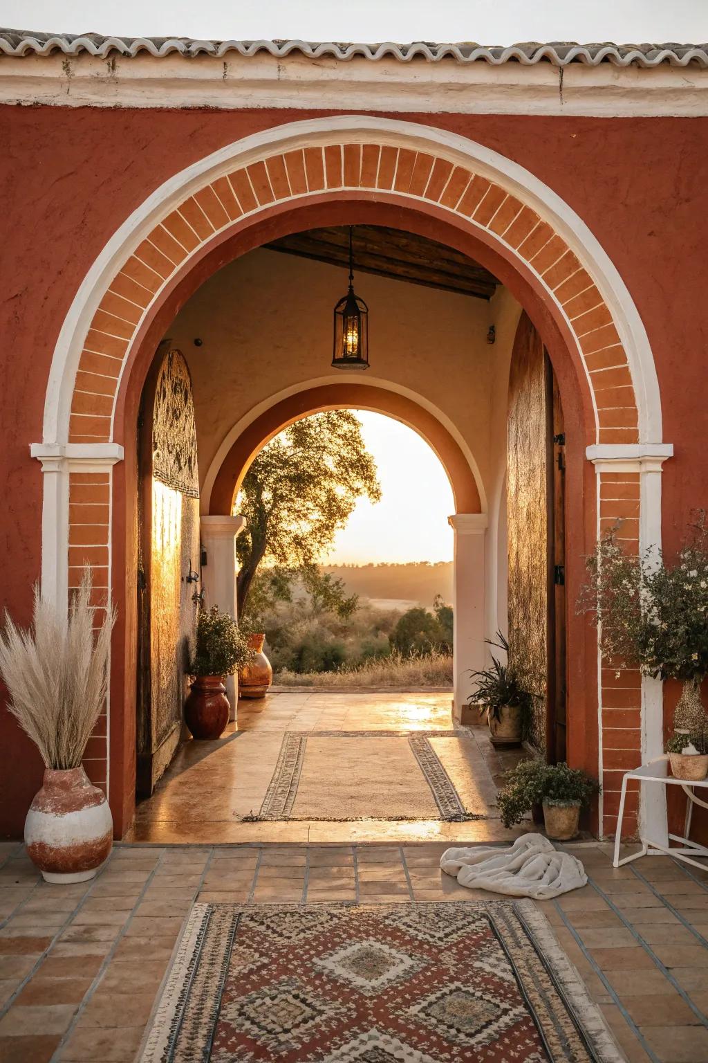 Create a striking first impression with dynamic painted arches in your entryway.