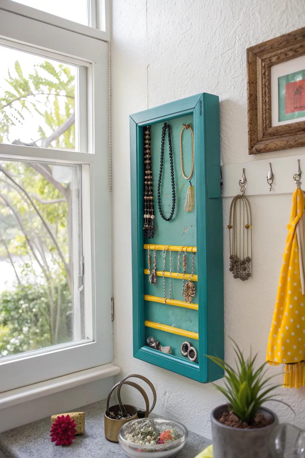 Organize your accessories with a recessed jewelry organizer that adds a touch of elegance.