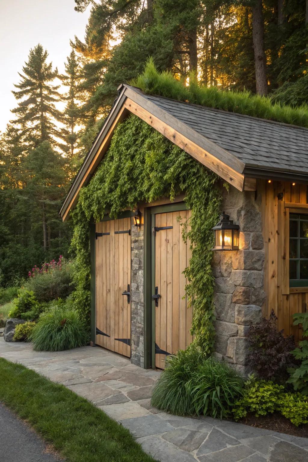 Greenery-infused trims create a seamless blend with nature, inviting serenity and beauty.