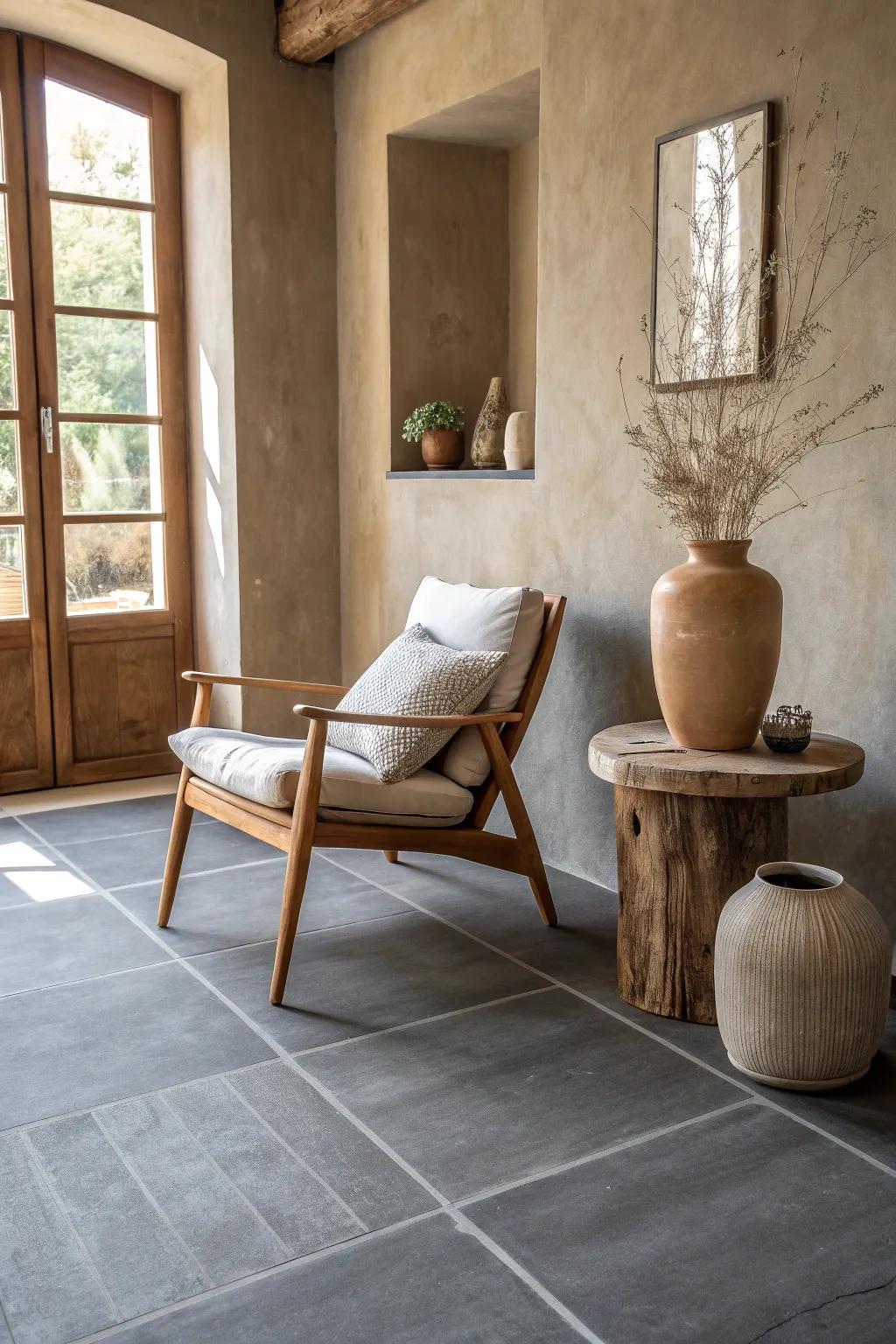 Mushroom walls offer a subtle, earthy backdrop, allowing your decor to take center stage.