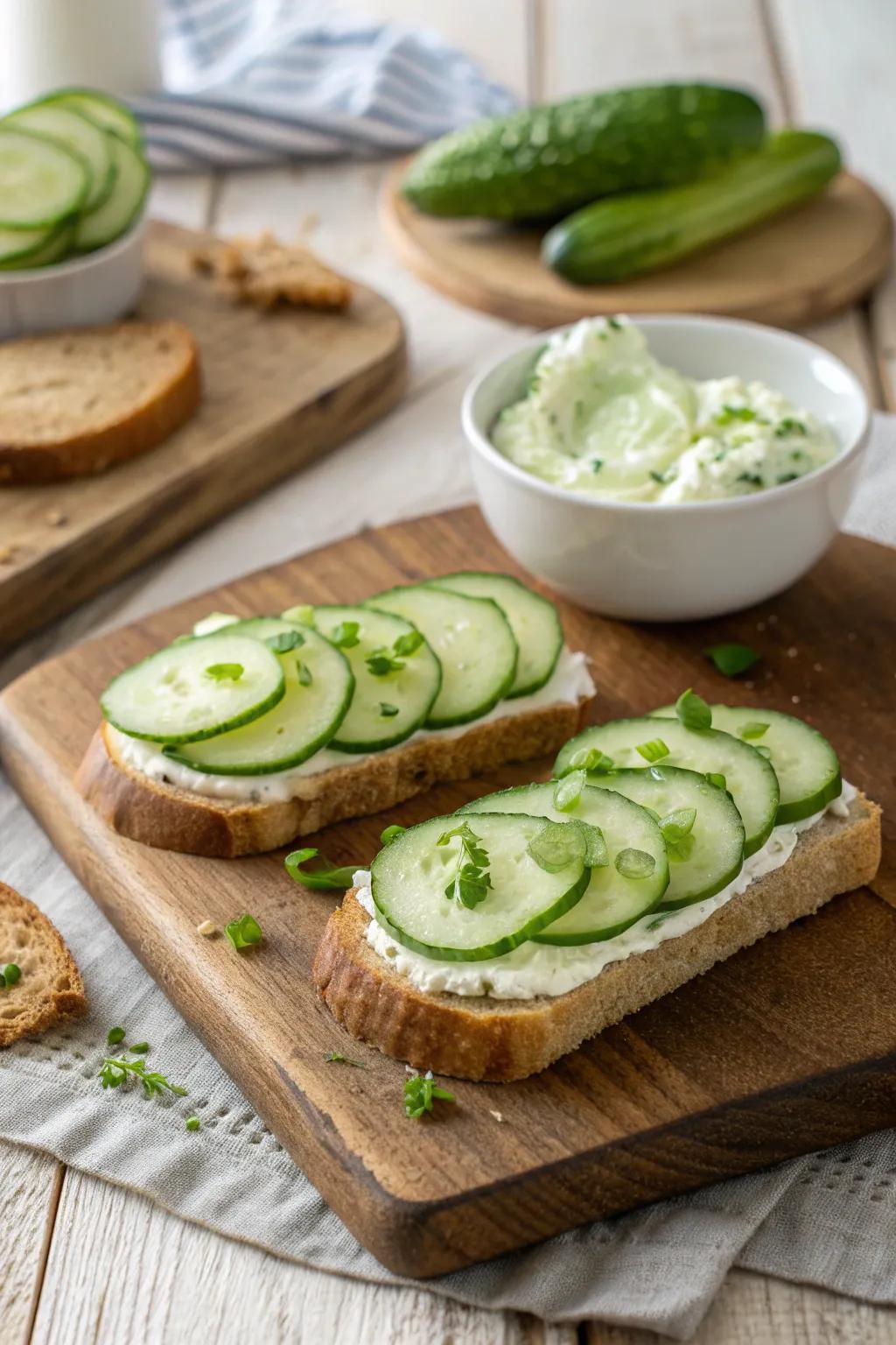 Dare to try the bold flavors of wasabi in these unique cucumber sandwiches.