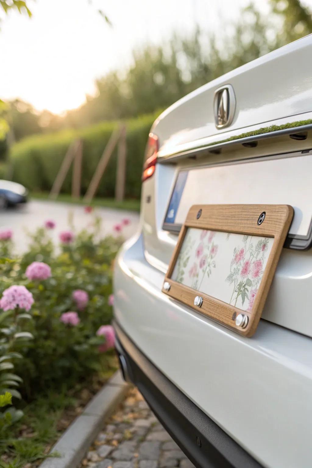 Make a statement with decorative license plate frames that add a personal touch to your car's exterior.