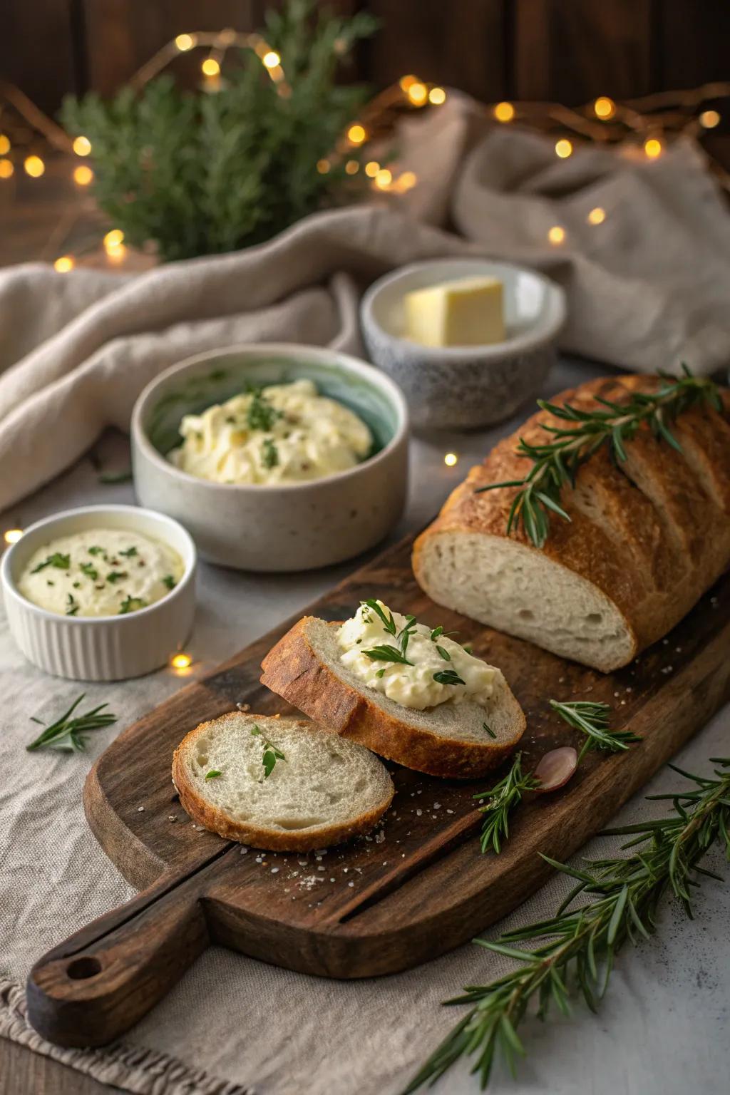 Welcome your guests with the comforting aroma of artisan bread and flavorful herbed butter.