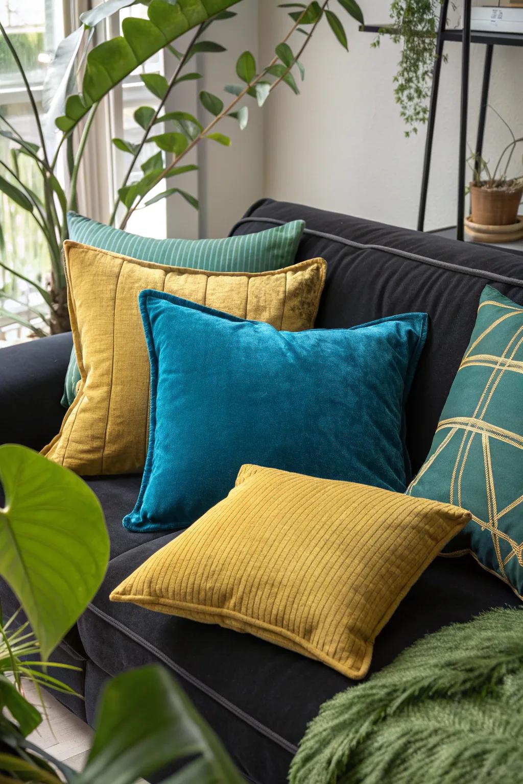Express your unique style with a bold mix and match of pillows for a dynamic look.