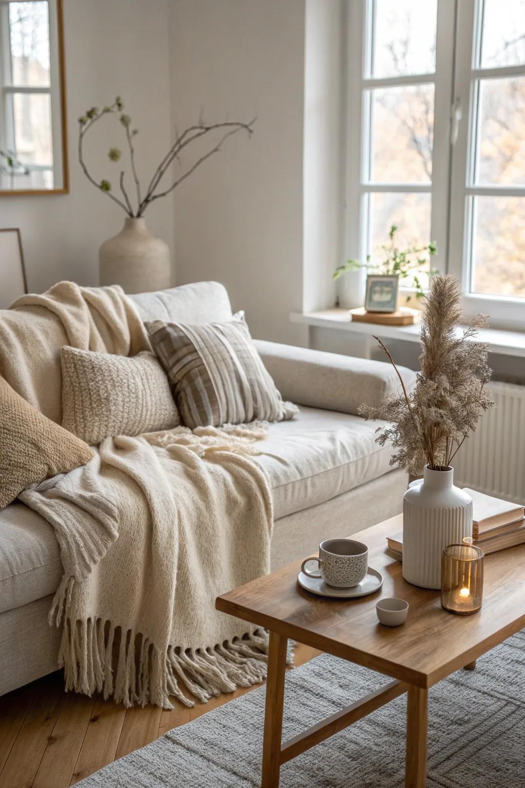 Wrap yourself in comfort with layers of cozy textures that invite relaxation at every turn.