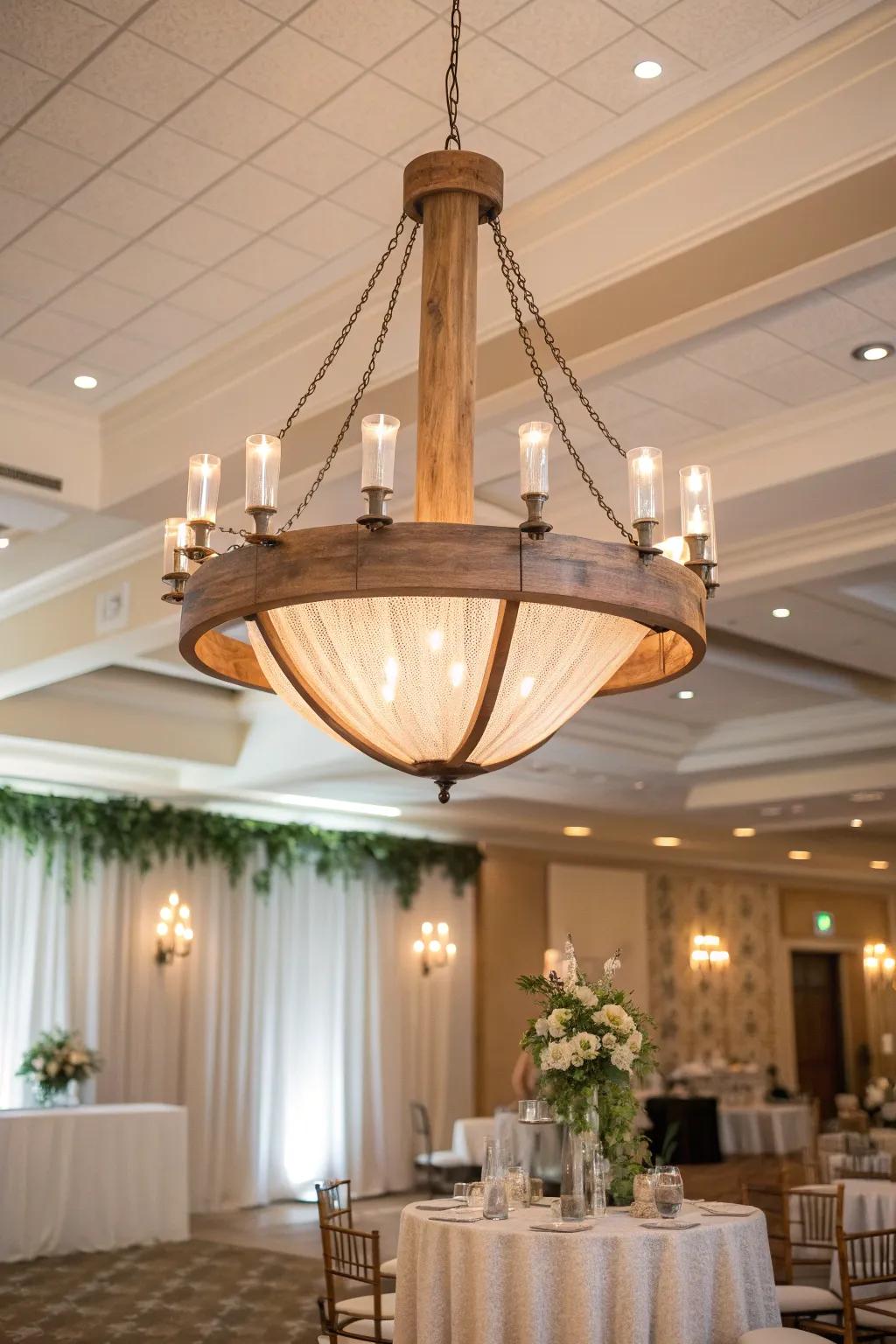 Chandeliers paired with ambient lighting create a majestic atmosphere.