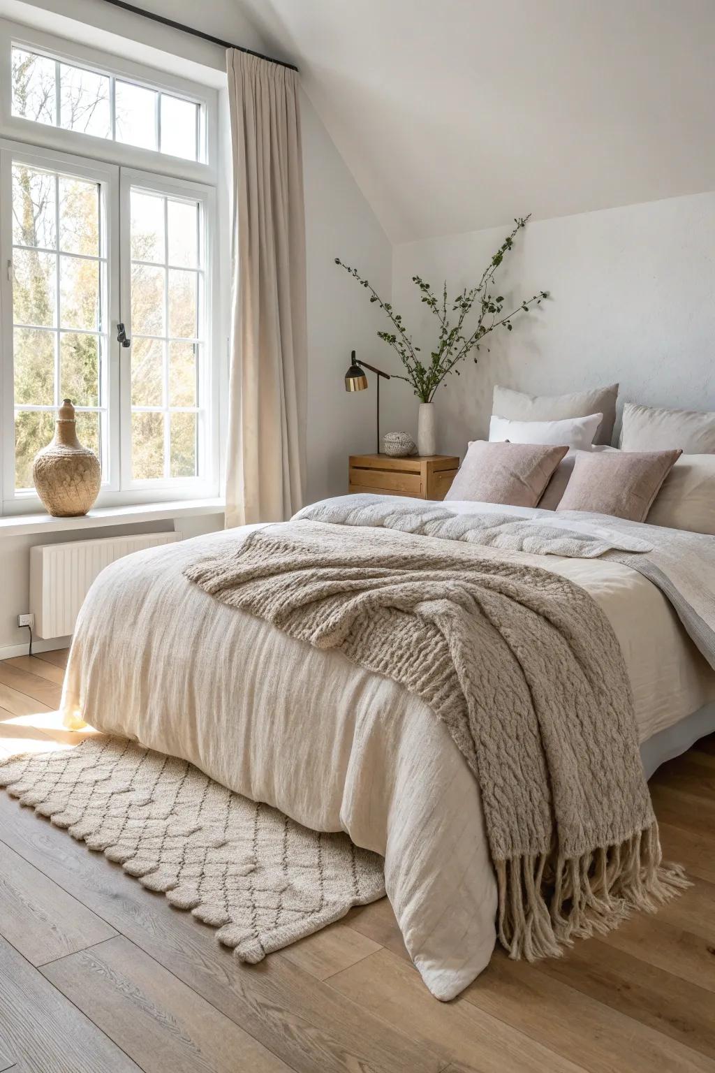 Sink into comfort with luxurious bedding that invites relaxation and restful sleep.