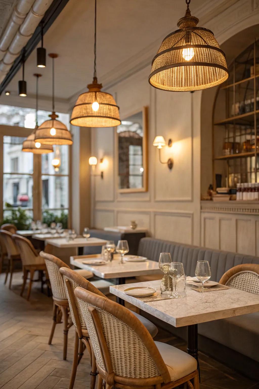 Set the mood with warm pendant lighting that brings a touch of Parisian elegance to your home.