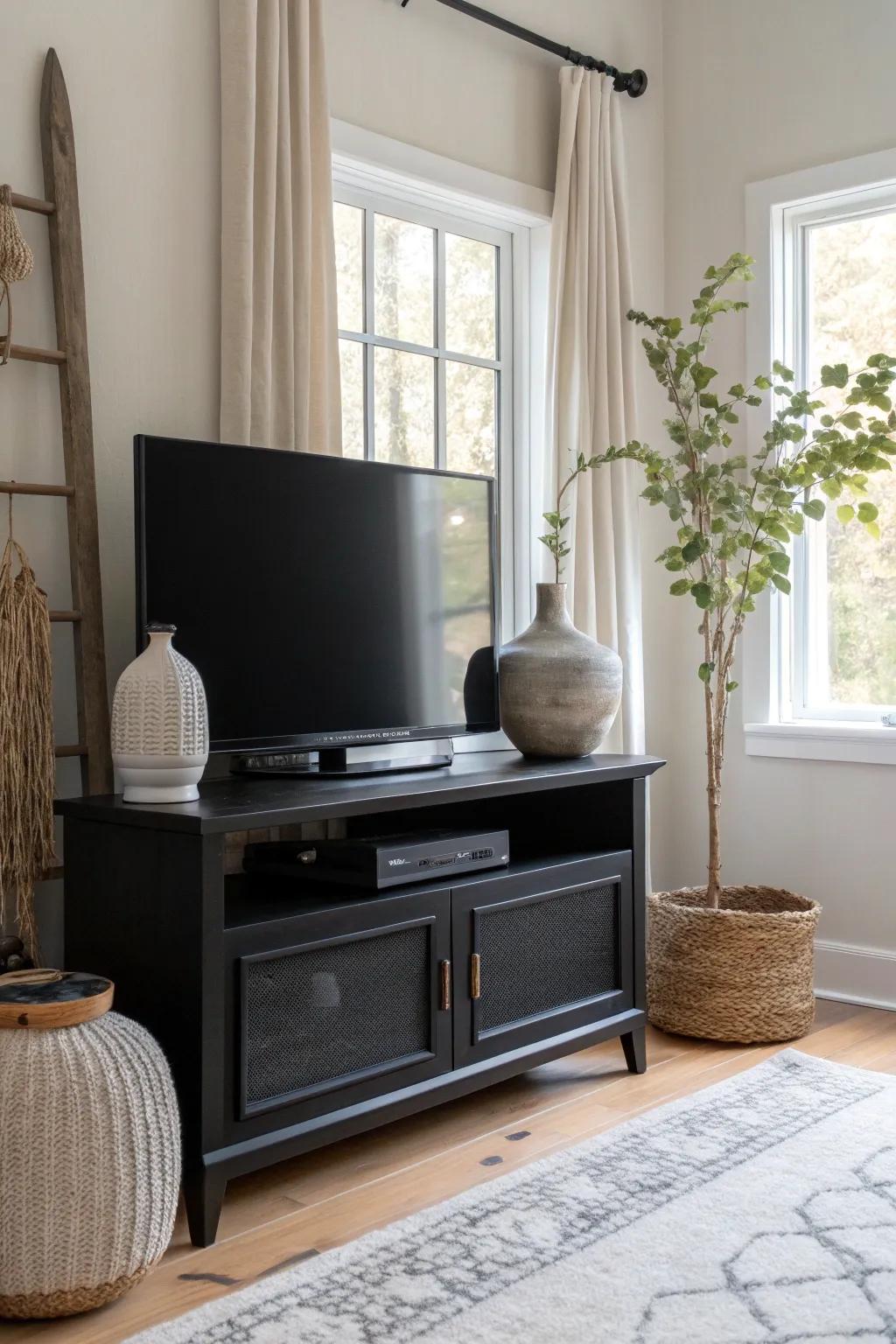 Embrace simplicity with a minimalist decor approach for a sleek and stylish TV stand.