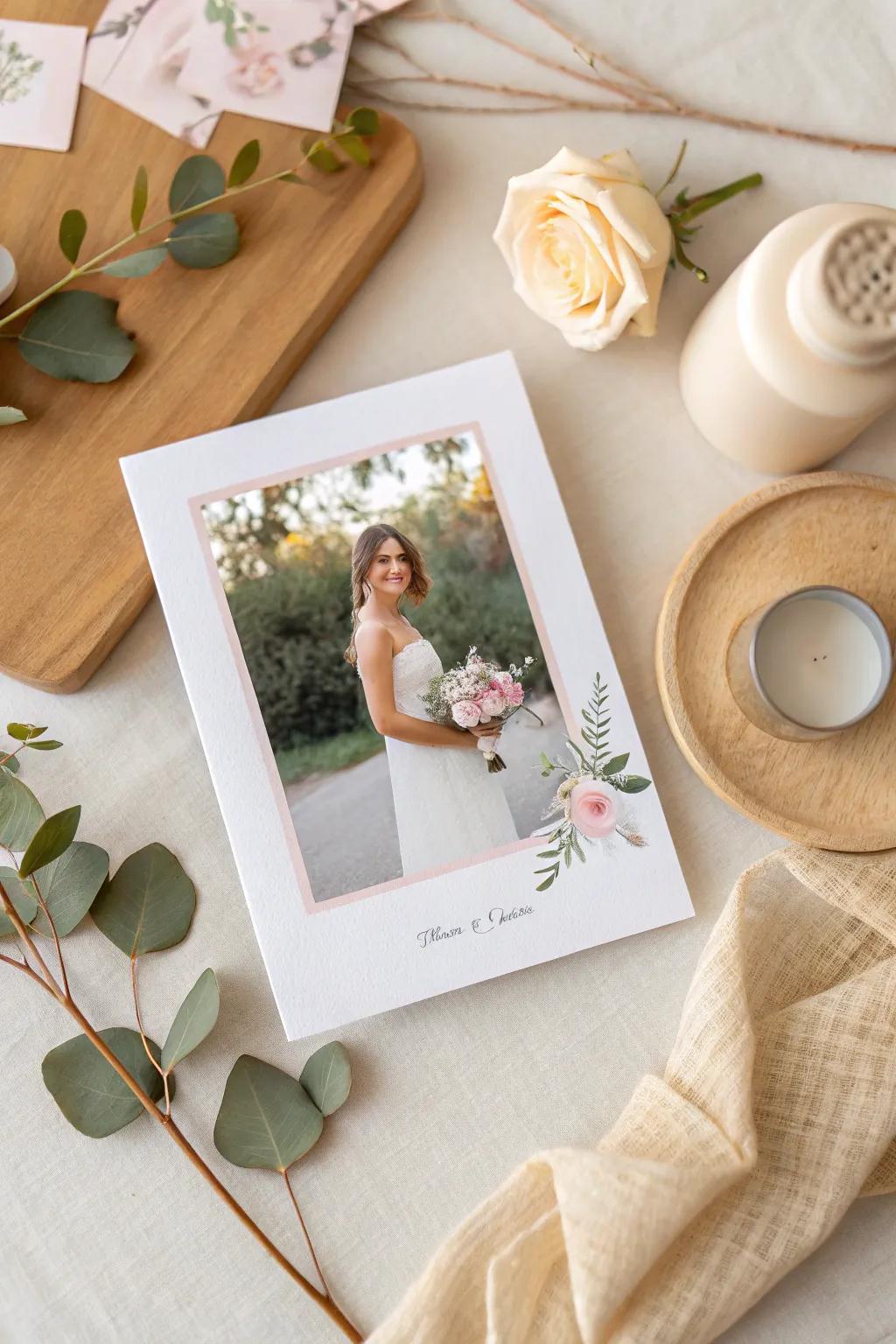 A personal photo adds a unique and heartfelt touch to your bridal shower card.