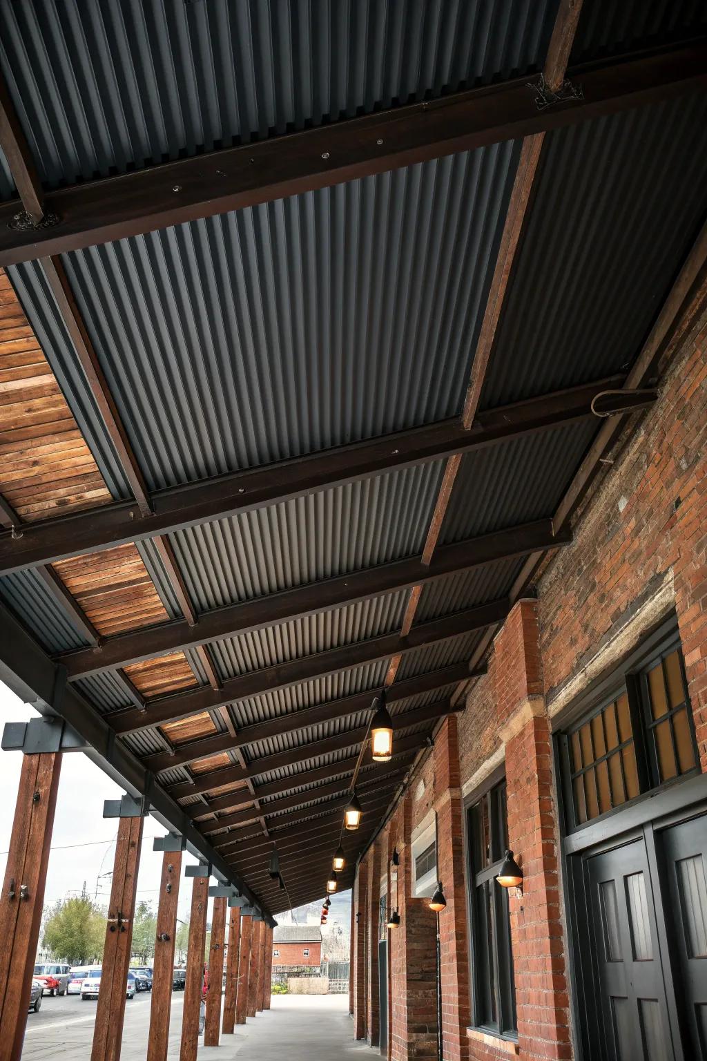 Achieve an industrial chic look with durable corrugated metal panels.