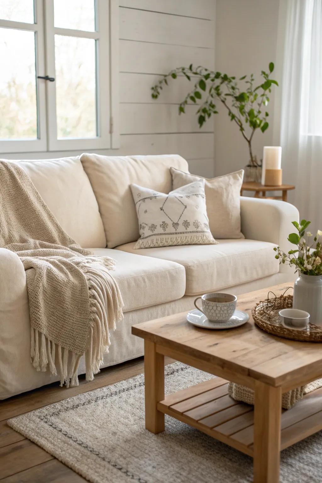 A neutral palette sets the stage for a serene living space.