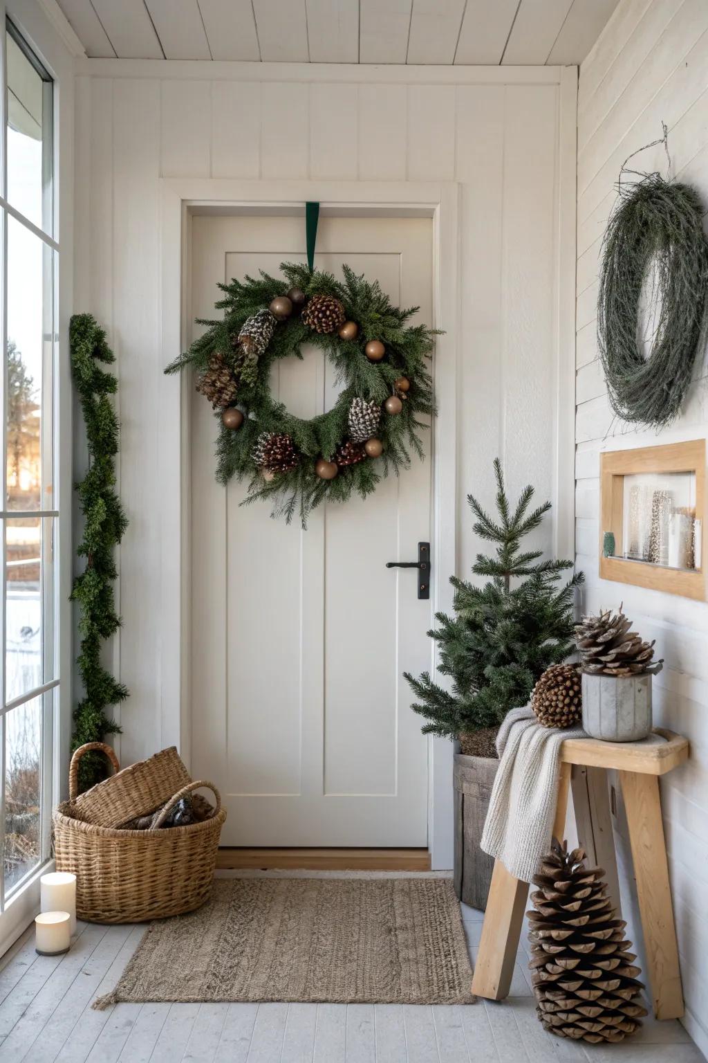 A beautifully adorned wreath sets a joyful tone right at your doorstep.