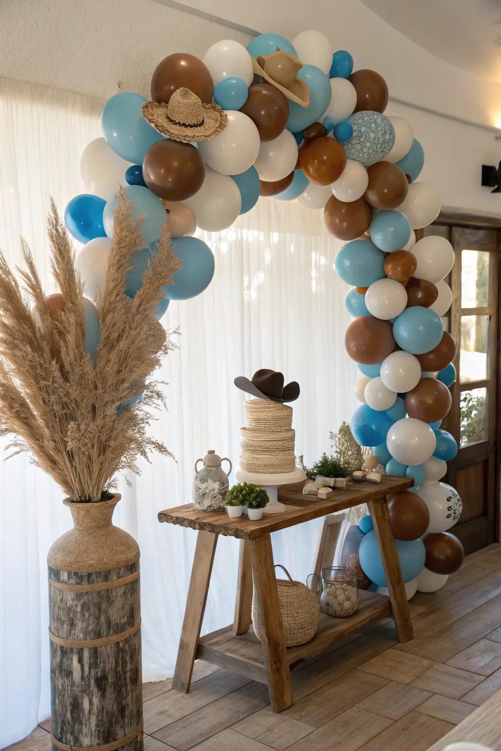 Elevate your celebration with a colorful balloon bonanza that screams 'Yee-haw!'